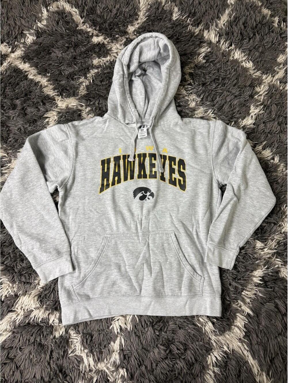 Iowa Hawkeyes Russell Athletic Hoodie Adult Medium Gray Pullover Sweatshirt NCAA
